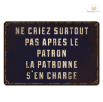 Plaque métal humour "Crier sur le patron" pour décoration bière