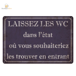 Plaque métal humour "Laissez les toilettes propres