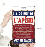 Plaque décorative bière avec message humoristique sur l'apéritif