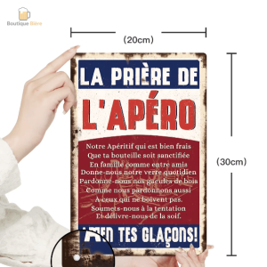 Plaque décorative bière avec message humoristique sur l'apéritif