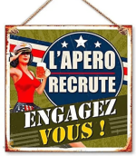 Plaque Métal L'Apéro Recrute pour amateurs de bière