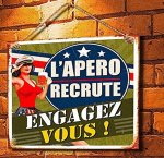 Plaque de bière engageante sur le thème de l'apéro