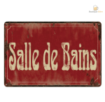 Plaque métal vintage pour décoration de salle de bains