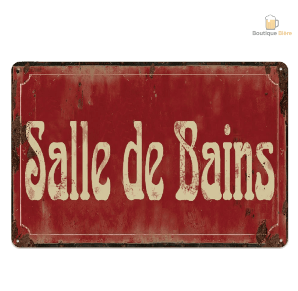 Plaque métal vintage pour décoration de salle de bains