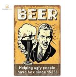 Plaque métal avec design bière classique