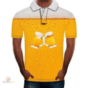 Polo homme avec design bulles de bière