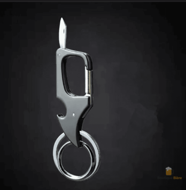 Mousqueton porte clé avec fonction décapsuleur intégrée