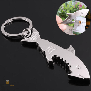 Porte-clé décapsuleur requin design amusant et pratique