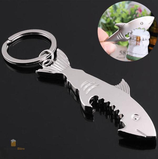 Porte-clé décapsuleur requin design amusant et pratique