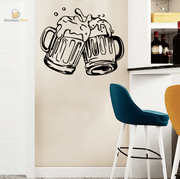 Autocollant original représentant des chopes de bière colorées