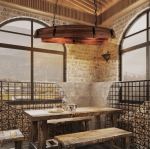 Éclairage original demi tonneau pour décor de brasserie