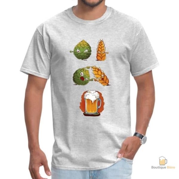 T-Shirt Bière avec motif houblon et blé
