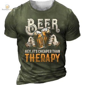 T-Shirt Bière "La Bière Coûte Moins Cher Qu'Une Thérapie