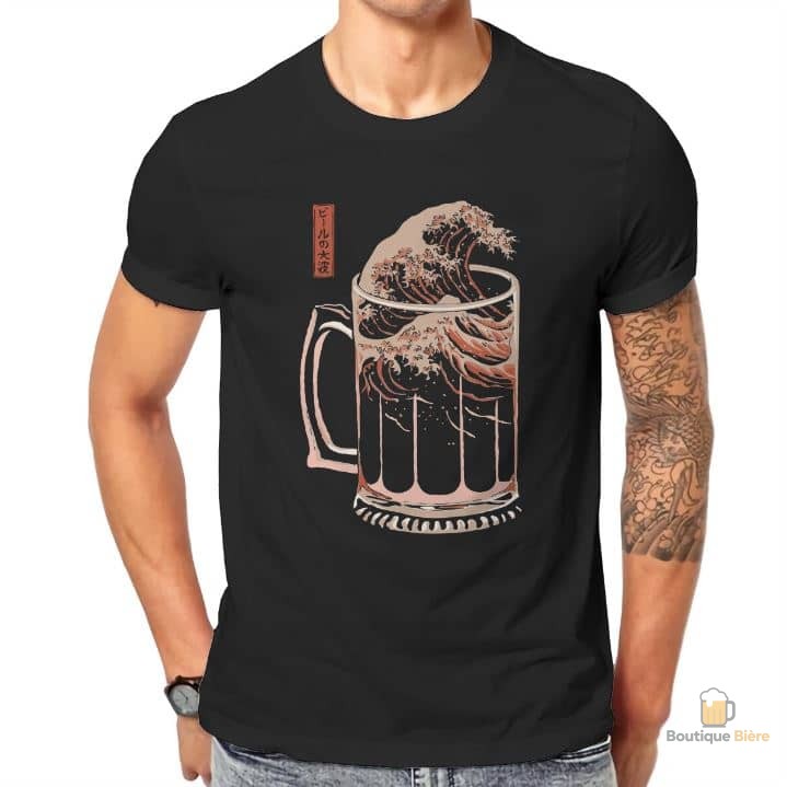 T-Shirt Vague De Bière, design original pour les amateurs de bière