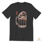 T-Shirt Bière avec motif vague, style décontracté