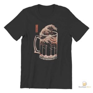 T-Shirt Bière avec motif vague, style décontracté