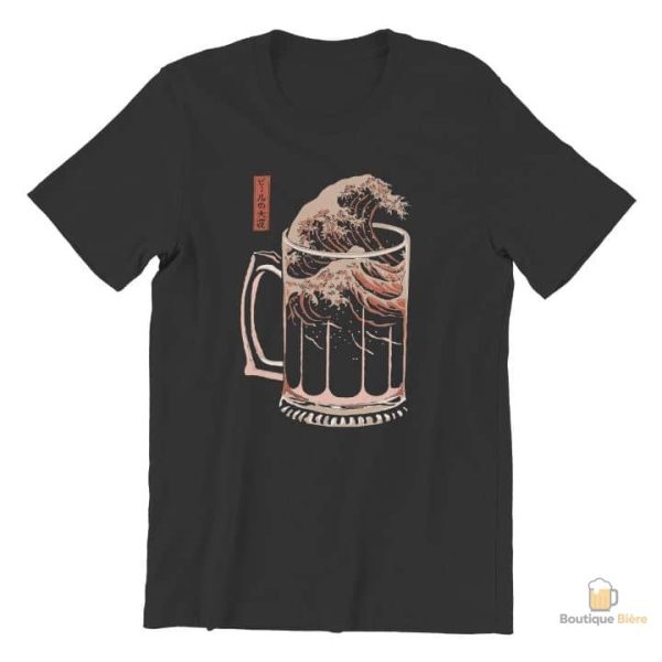 T-Shirt Bière avec motif vague, style décontracté