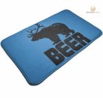 Tapis de bain ours à cornes avec motif bière ludique