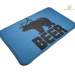 Tapis de bain ours à cornes avec motif bière ludique