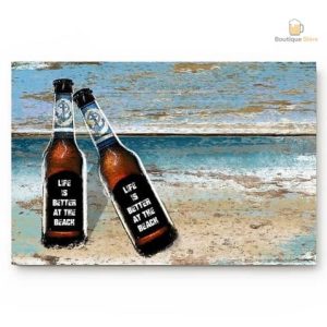 Tapis de cuisine thème bière sur la plage