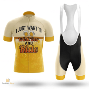 Maillot cycliste "I Just Want To Drink Beer" en action